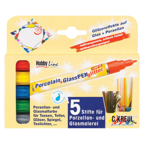 Creative School Supply Porcelain and Glass Glitter Markers Assorted Pack of 5