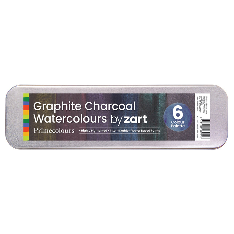 Zart Graphite Charcoal Watercolours Muted Pan Set in Reusable Tin-1