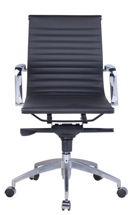 Rapidline PU605M Medium Back Executive Chair with Arms Black PU / Chrome Base