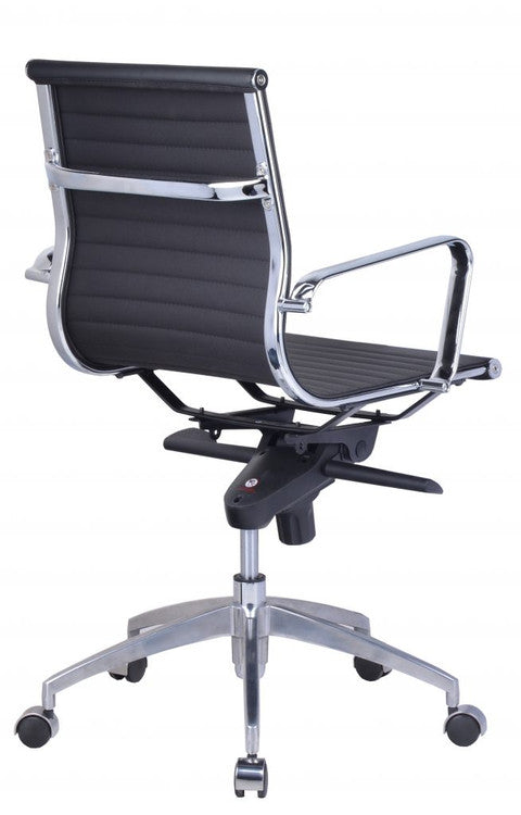 Rapidline PU605M Medium Back Executive Chair with Arms Black PU / Chrome Base