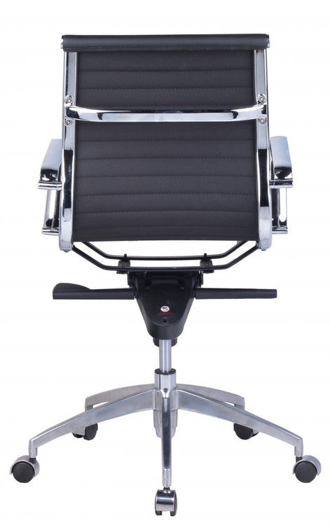Rapidline PU605M Medium Back Executive Chair with Arms Black PU / Chrome Base
