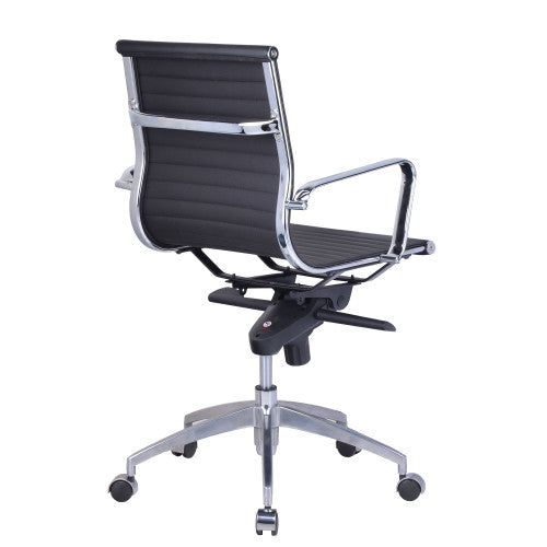 Rapidline PU605M Medium Back Executive Chair Black PU / Chrome Base