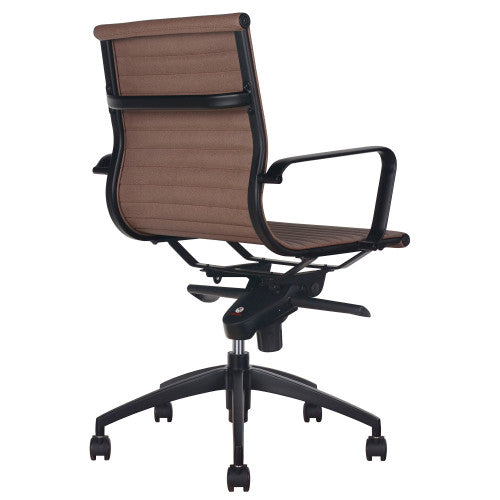 Rapidline PU605M Medium Back Executive Chair with Arms Tan PU / Black Base
