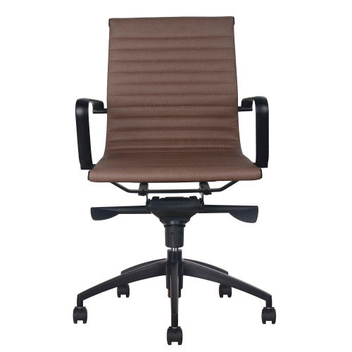 Rapidline PU605M Medium Back Executive Chair with Arms Tan PU / Black Base