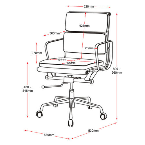 Rapidline PU900M Medium Back Executive Chair Black PU