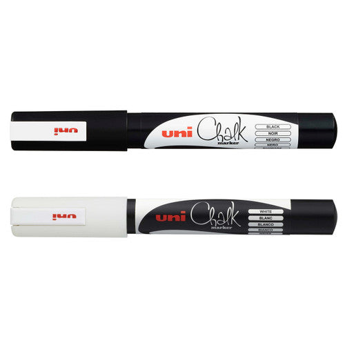 Uni Liquid Chalk Marker Fine Bullet Tip 1.3mm Black and White