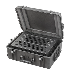 Panaro A-RACK2U-MAX620H250 open with the 2U rack frame fitted inside the case