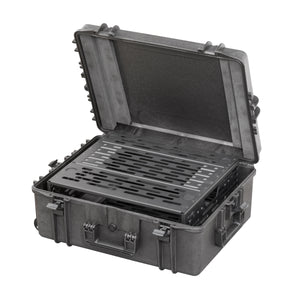 Panaro A-RACK3U-MAX620H250 open with the 3U rack frame fitted inside the case