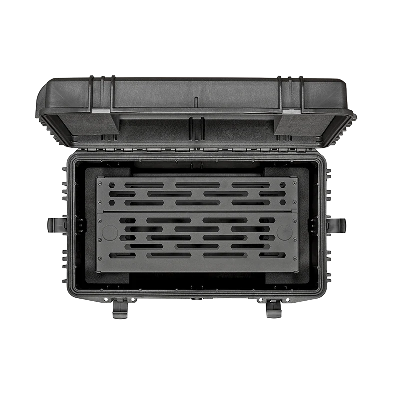 Overhead view of the open Panaro A-RACK3U-MAX630 with the 3U rack frame inside
