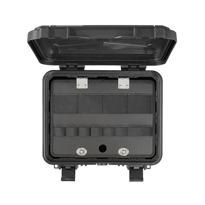 Overhead view of the open Panaro EKO30DPA showing the empty pouch panel