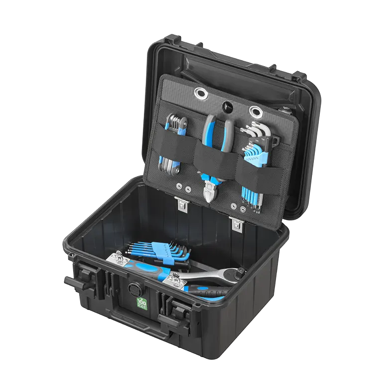 Panaro EKO30DPA lid panel holding example pliers and hex keys (tools not included)