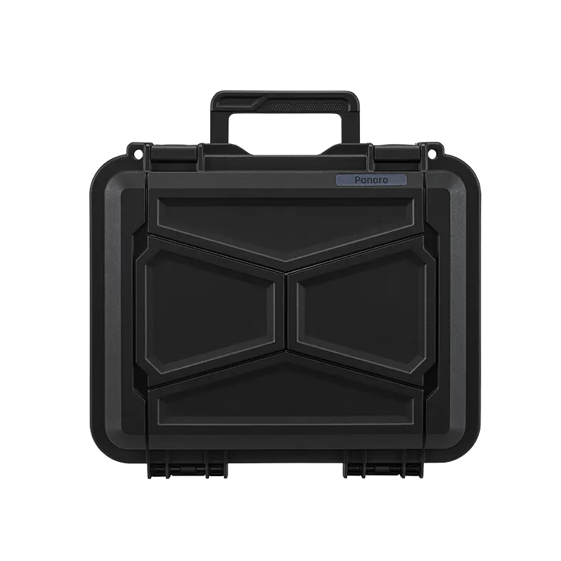 Panaro EKO30 lid face on with the moulded faceted pattern and carry handle