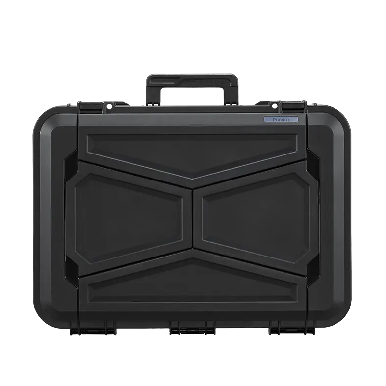 Panaro EKO90 lid face on with the moulded faceted pattern and carry handle