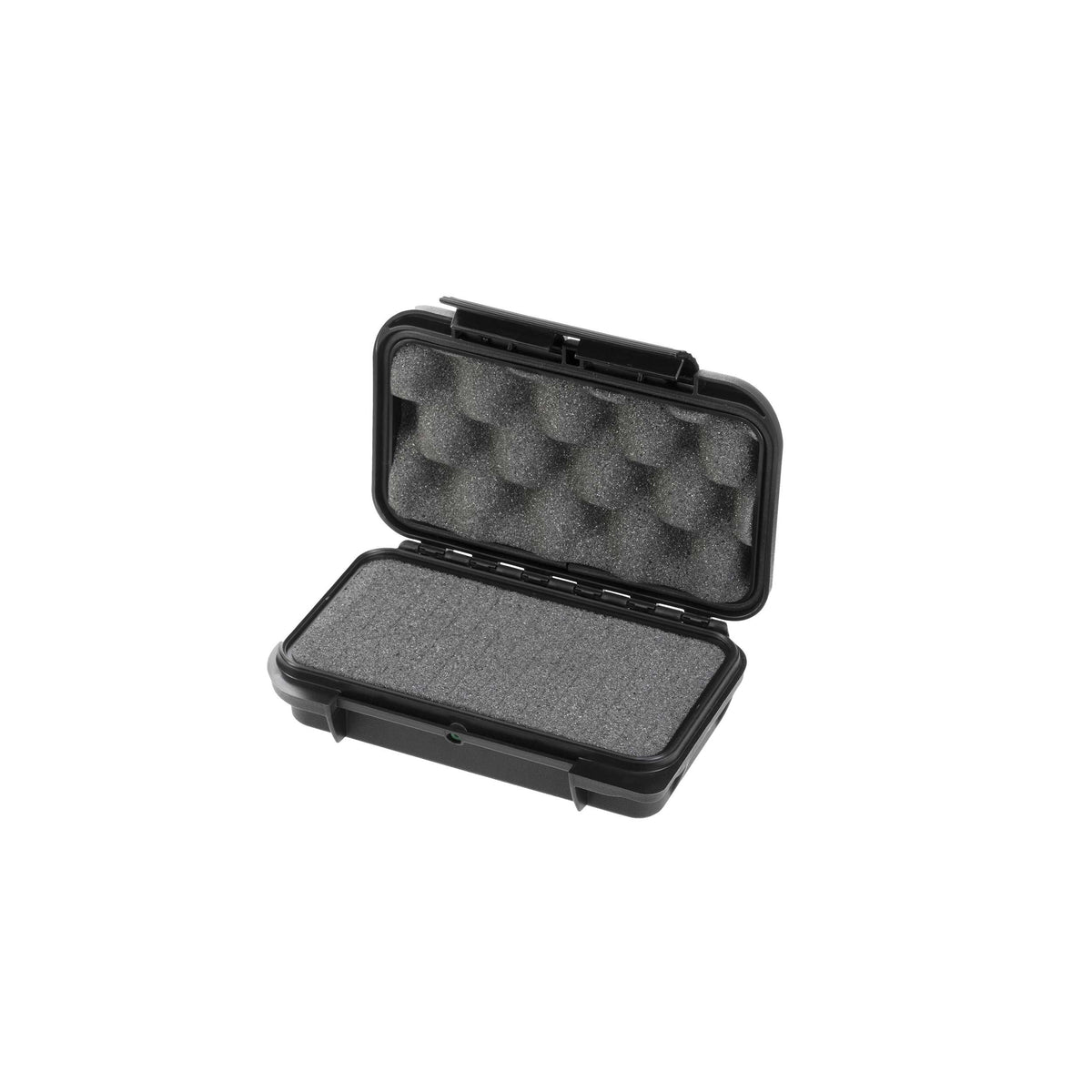 Open MAX001S showing grey cubed pick-and-pluck foam in the base and convoluted egg-crate foam in the lid