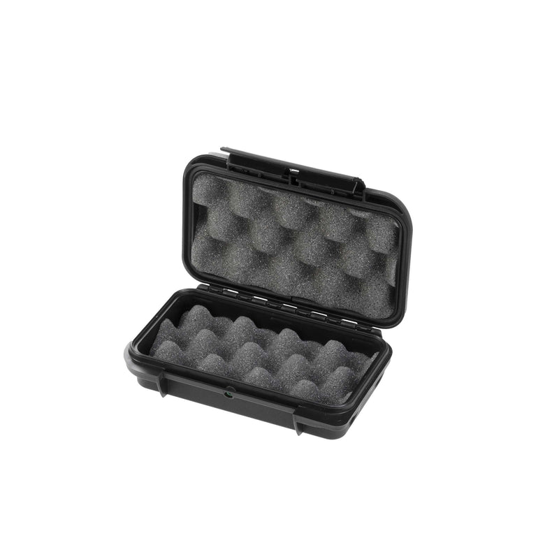 MAX001VGPB open with grey egg-crate convoluted foam lining both the base and the inside of the lid