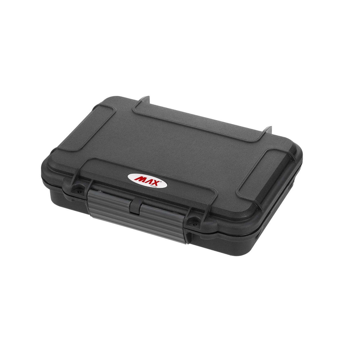Black Panaro MAX002 watertight case shown closed from a raised three-quarter angle