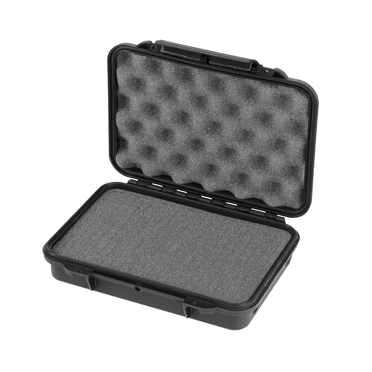 Panaro MAX002S waterproof case in black with Cubed Foam, closed front view showing latches and moulded shell