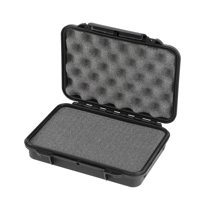 Panaro MAX002S waterproof case in black with Cubed Foam, closed front view showing latches and moulded shell