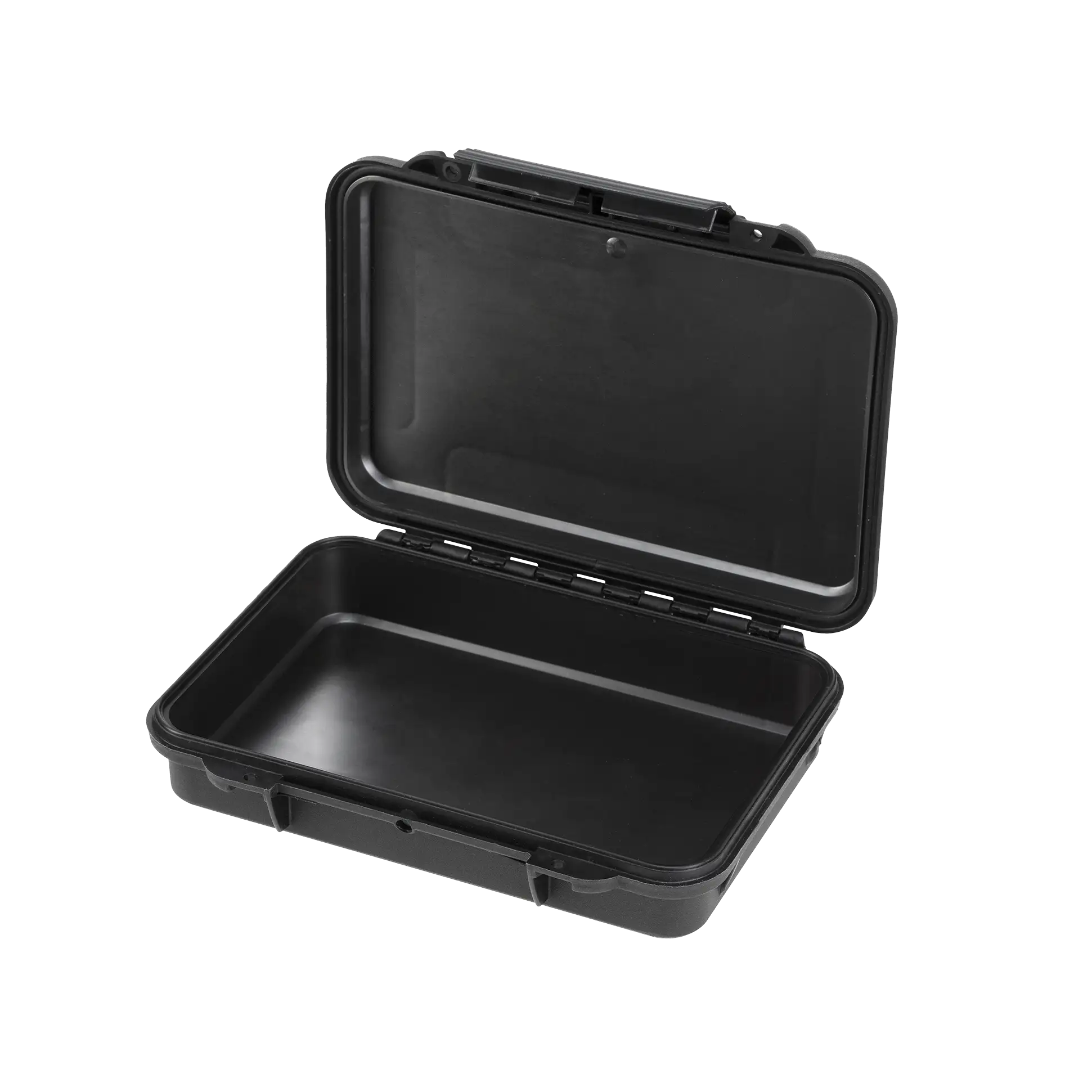 Panaro MAX002V waterproof case in black, closed front view showing latches and moulded shell