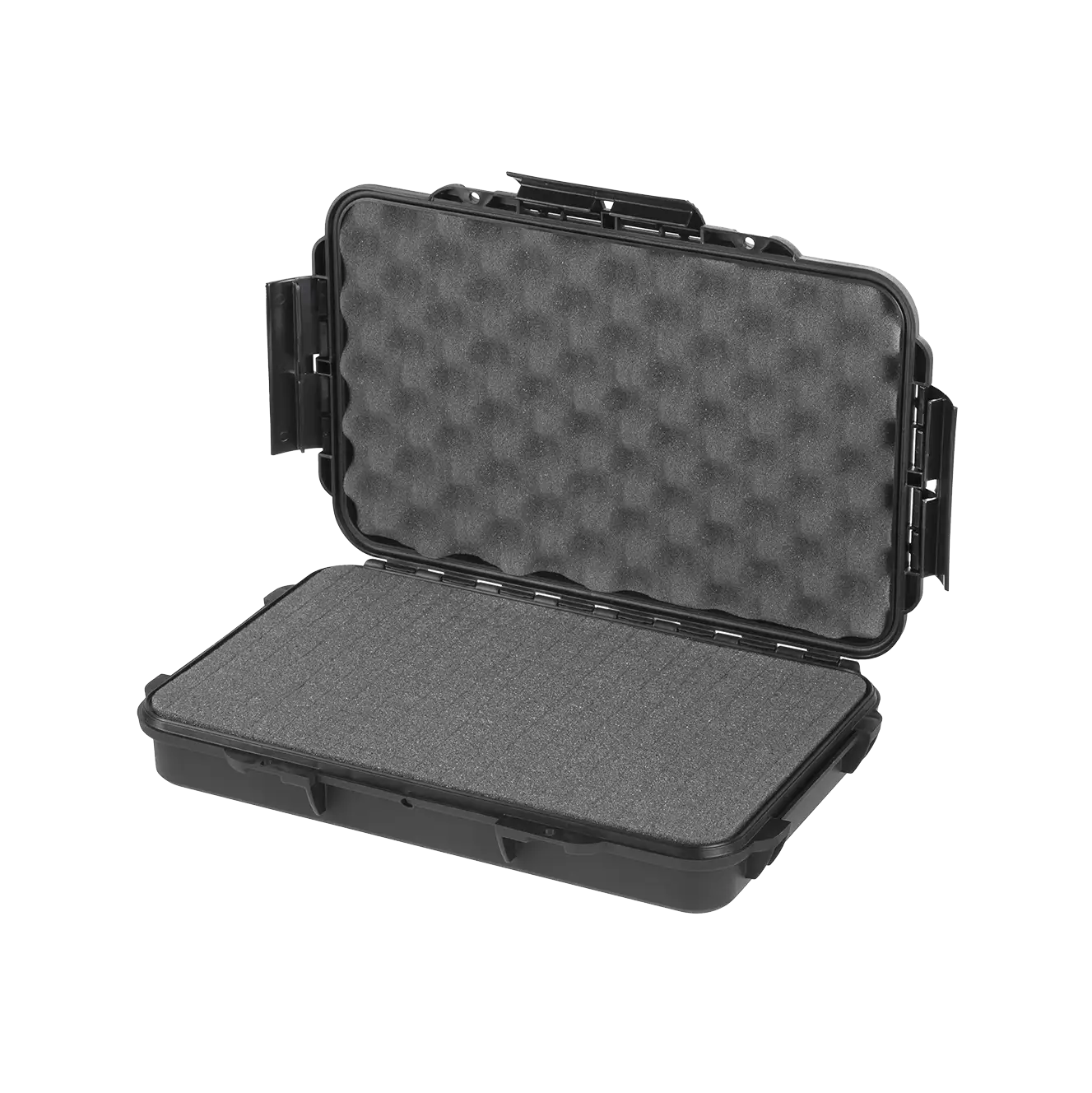 Panaro MAX003S waterproof case in black with Cubed Foam, closed front view showing latches and moulded shell