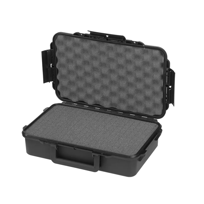 Panaro MAX004HDS waterproof case in black with High Density Cubed Foam, open or detail view of the interior configuration