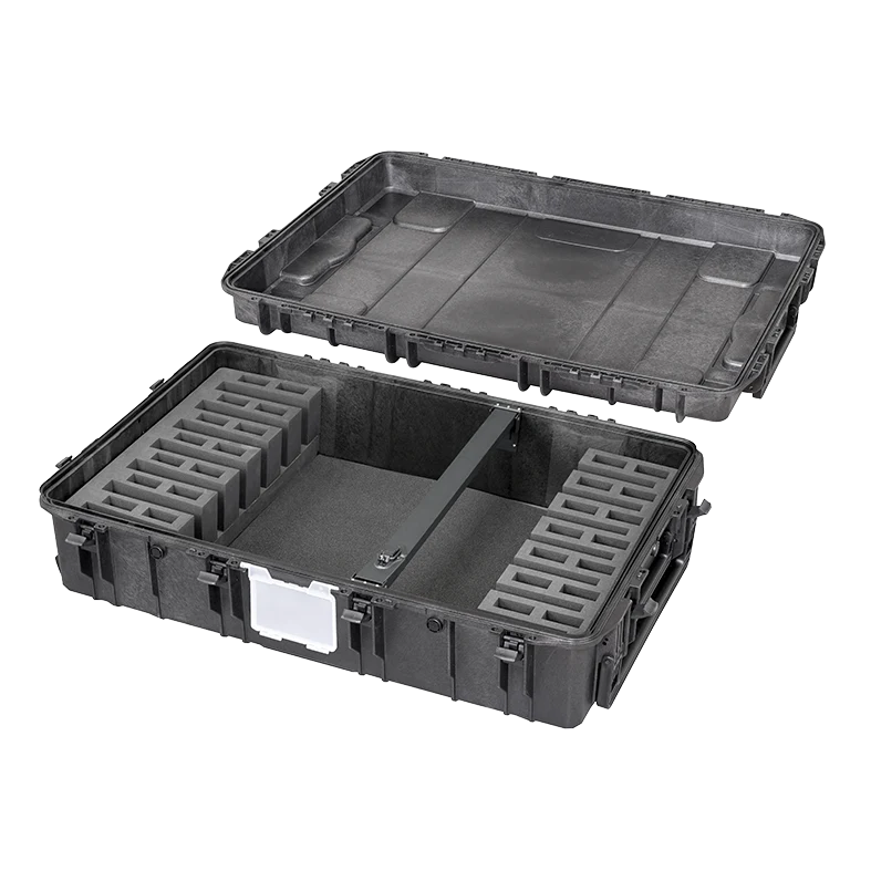 Panaro MAX1090H280GUN-R with the removable lid lifted, showing the rifle foam inlay and cross bar