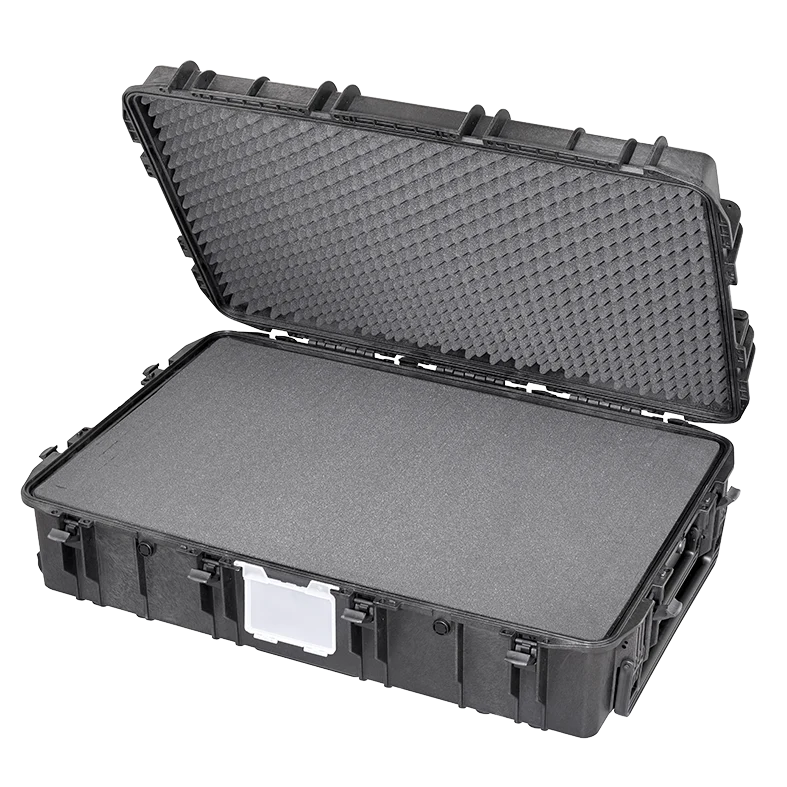 Panaro MAX1090H280S-H open on its hinges with grey cubed foam in the base and convoluted foam in the lid