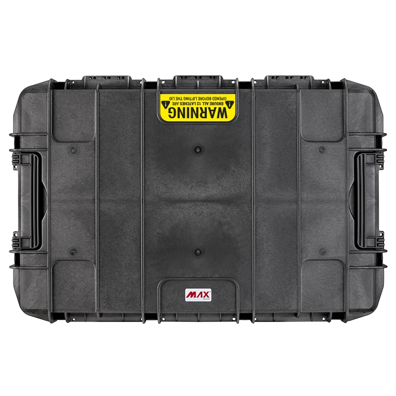 Top view of the Panaro MAX1090 removable lid with a warning label and end handles