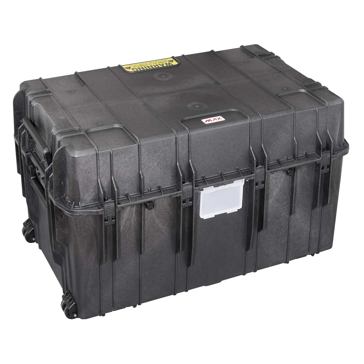 MAX1090H640-R closed from the opposite corner, showing the side handles, latches around the deep lid and the wheels at the base
