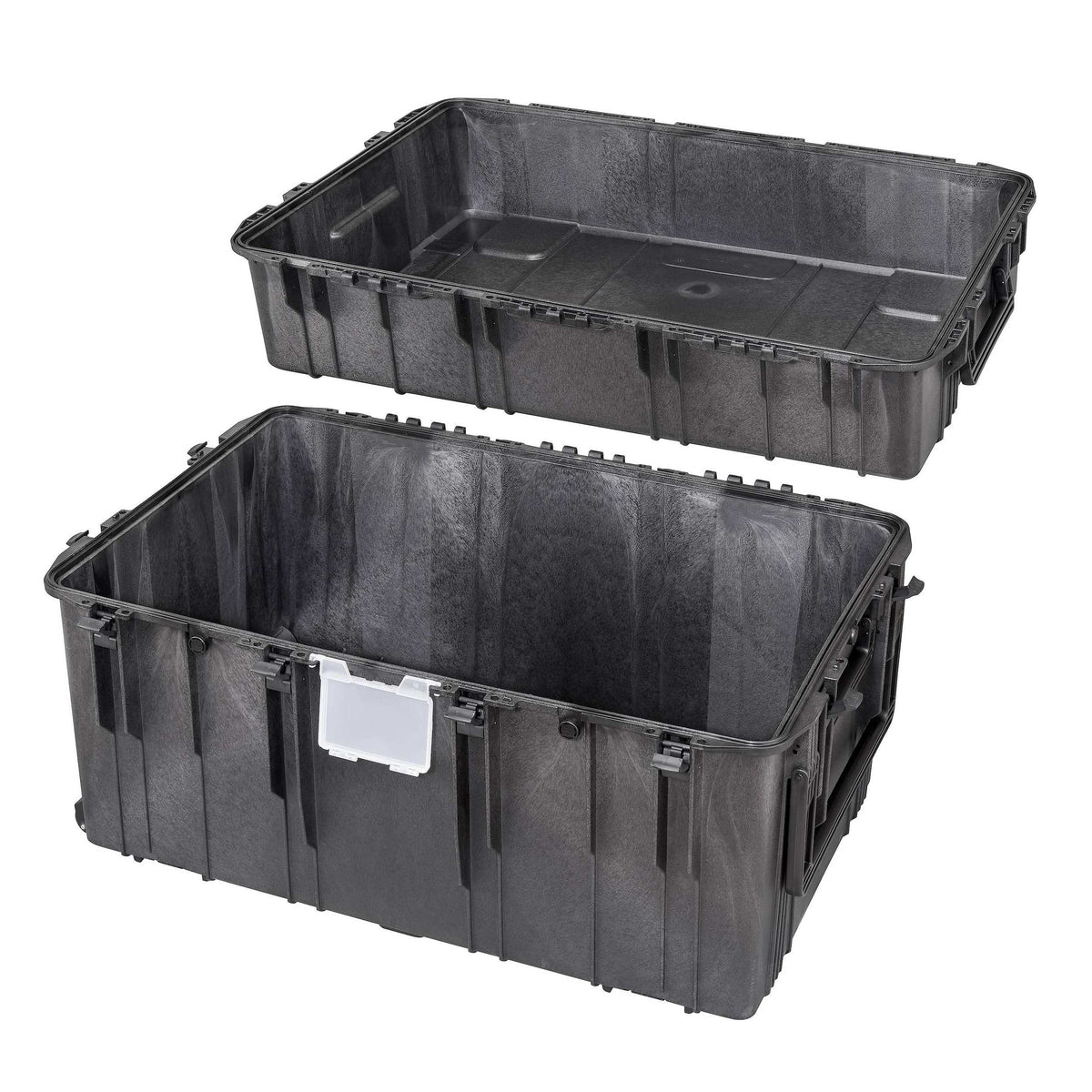 MAX1090H640-R with the deep removable lid lifted above the empty base, showing the open black interior of both halves