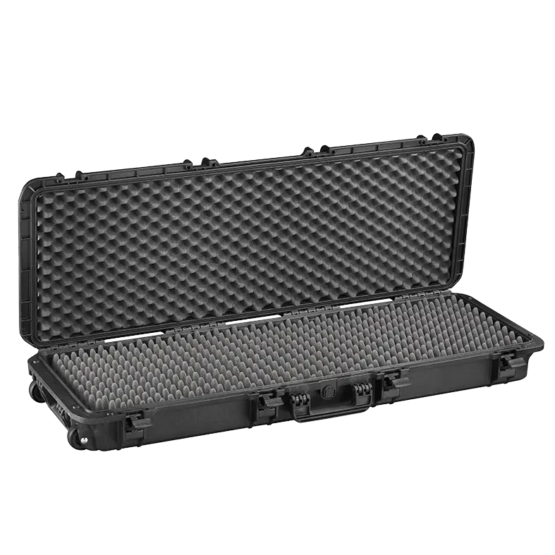 Panaro MAX1100GPB waterproof case in black with Convoluted Foam, closed front view showing latches and moulded shell