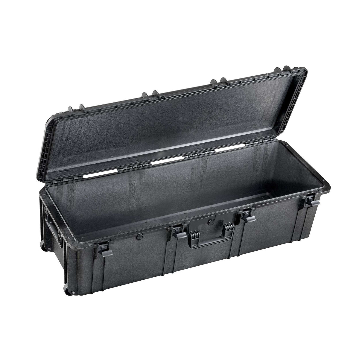 MAX1100H330 opened on its hinge, showing the deep empty base and the shallow empty lid