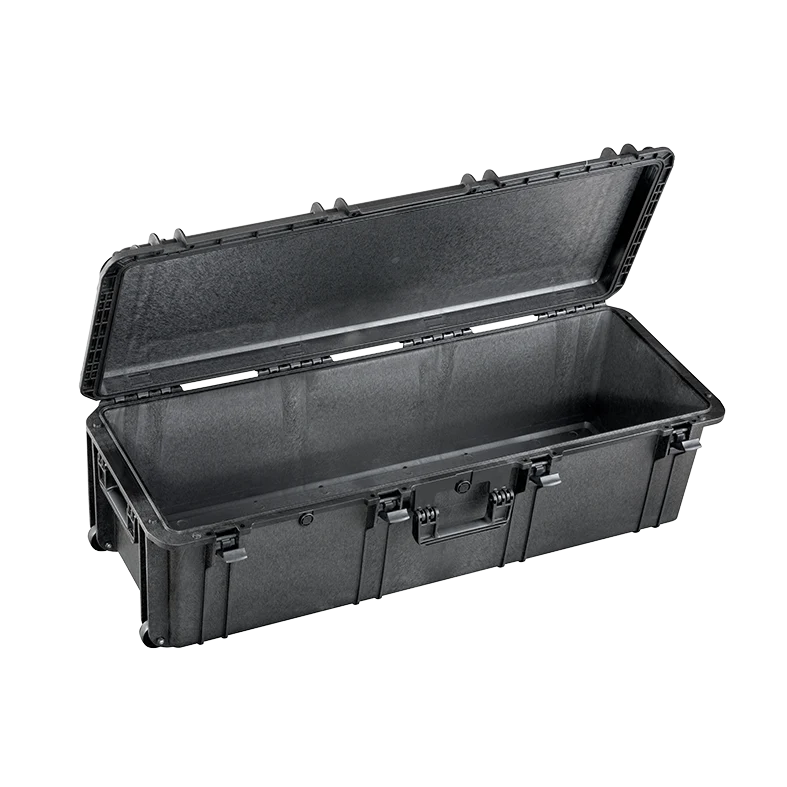 Panaro MAX1100H330 waterproof case in black, open or detail view of the interior configuration