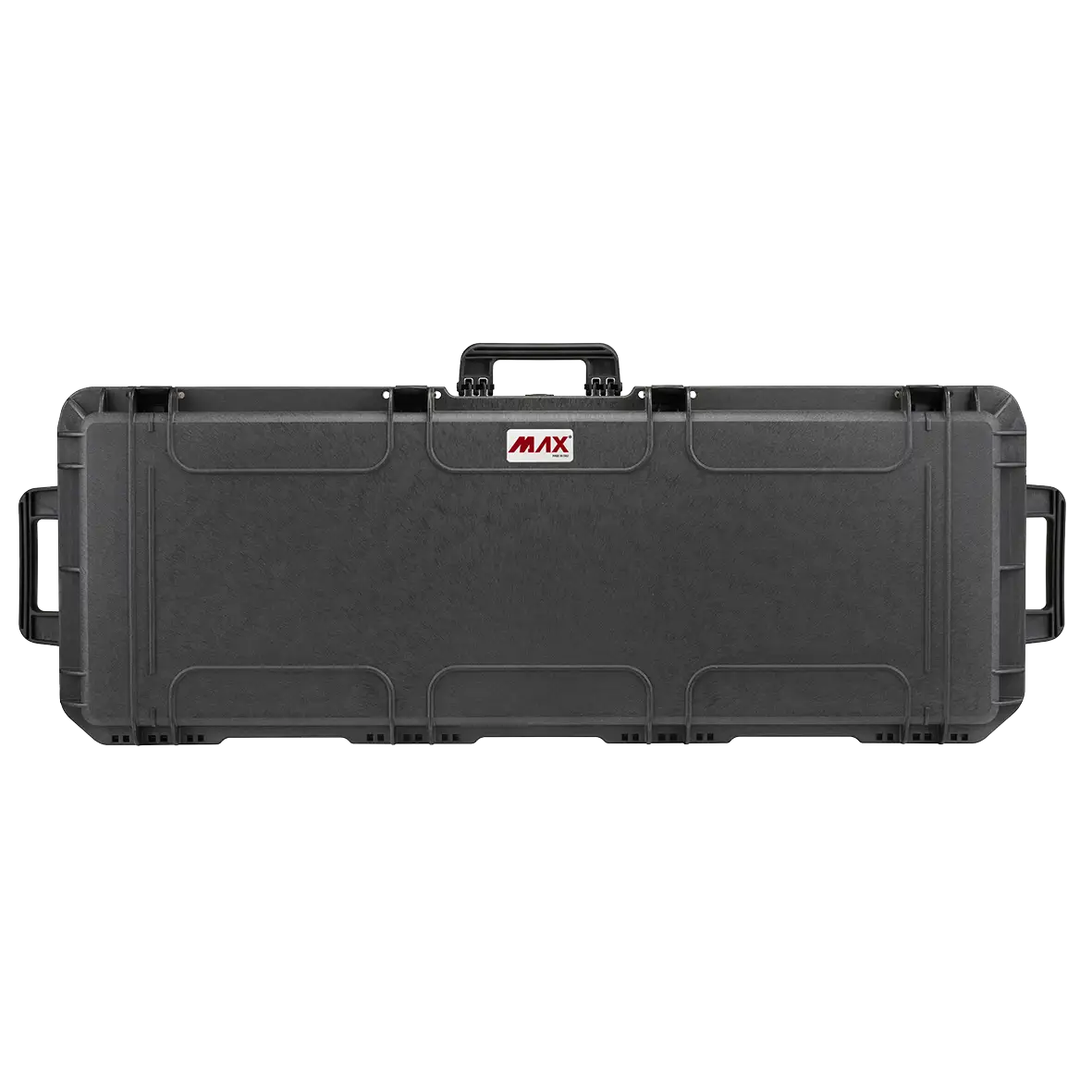 Panaro MAX1100HDS waterproof case in black with High Density Cubed Foam, closed front view showing latches and moulded shell