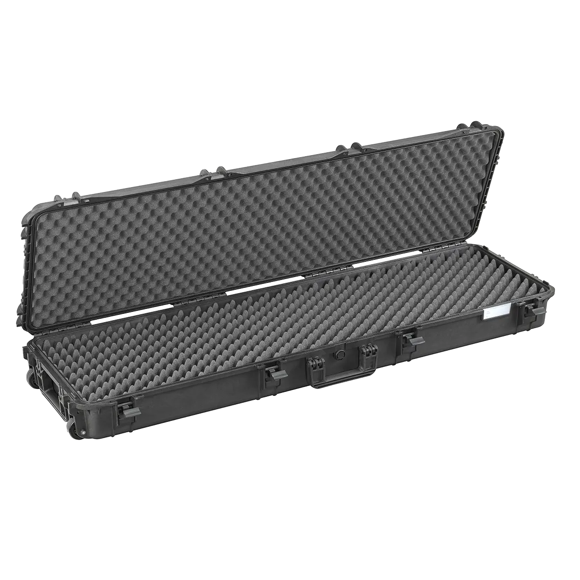Panaro MAX1350GPB waterproof case in black with Convoluted Foam, closed front view showing latches and moulded shell