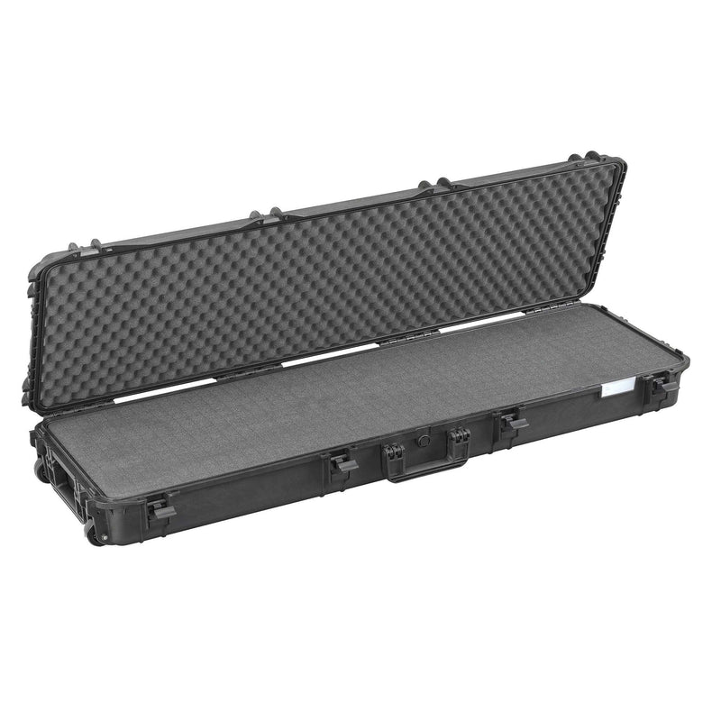 Panaro MAX1350S open, showing grey cubed pick and pluck foam along the full base and convoluted foam in the lid