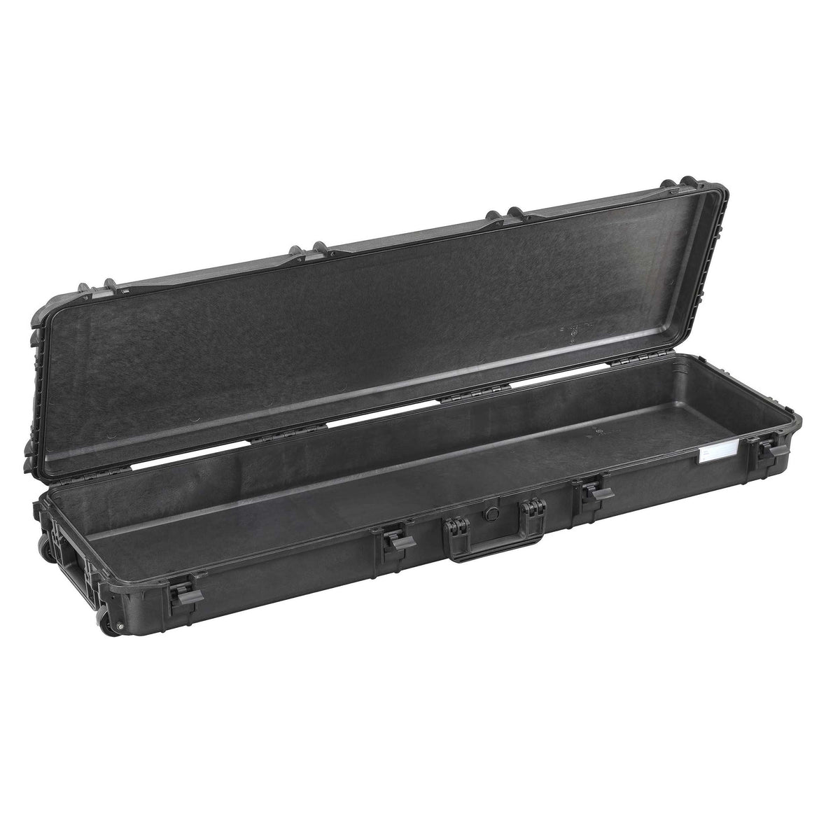 MAX1350 open on its full length hinge, with an empty black lid and base along the whole case