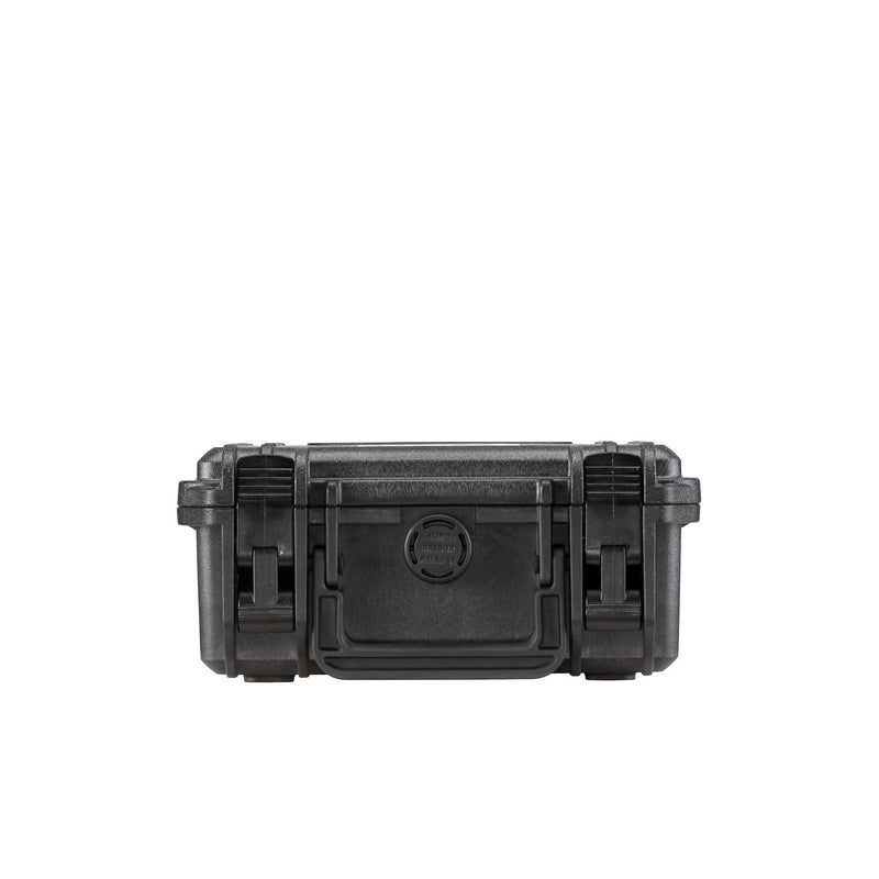 MAX200 from above, closed, showing the folding handle, both latches and the pressure valve