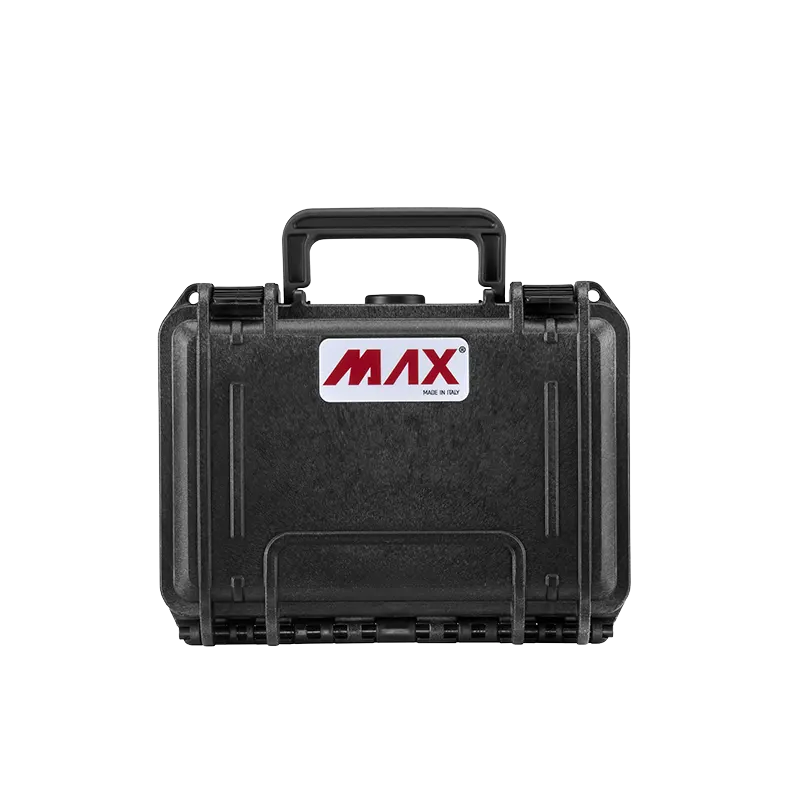 Panaro MAX200 waterproof case in black, open or detail view of the interior configuration