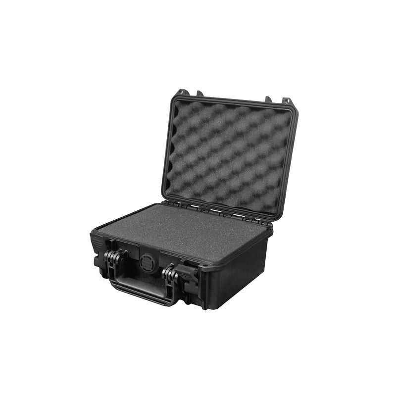 Panaro MAX235H105S in black, opened, grey pick and pluck cubed foam in the base and egg-crate foam in the lid