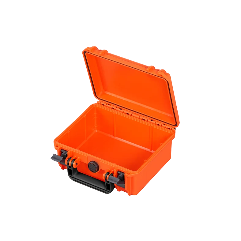 Panaro MAX235H105 waterproof case in orange, closed front view showing latches and moulded shell