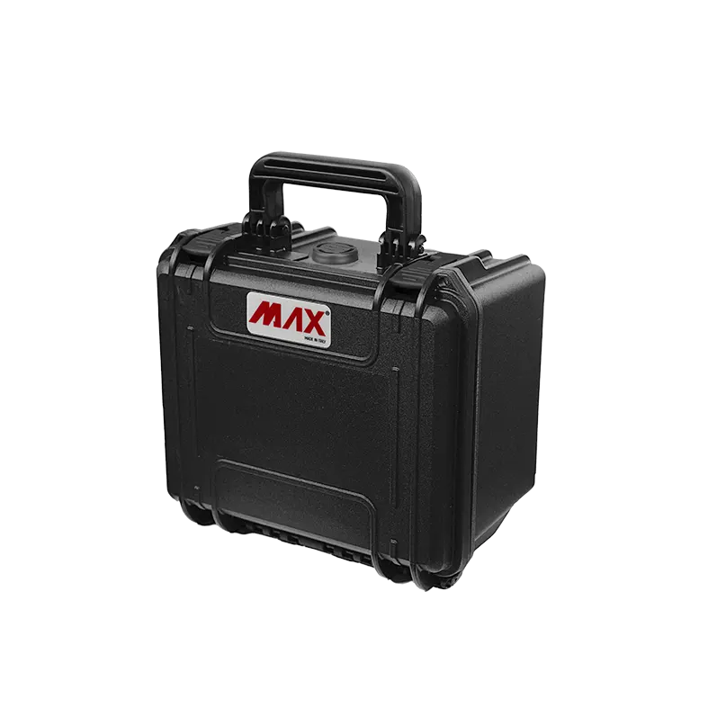 Panaro MAX235H155S waterproof case in black, open or detail view of the interior configuration
