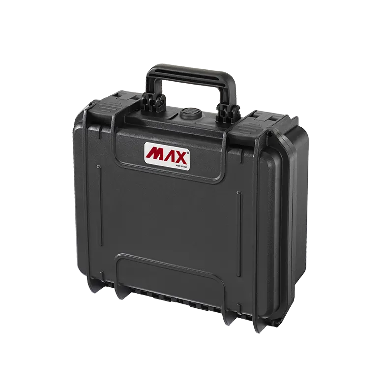 Panaro MAX300CAM waterproof case in black, open or detail view of the interior configuration