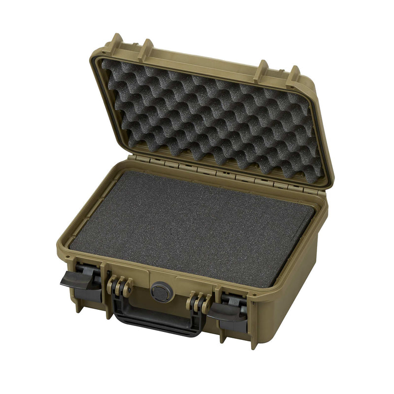 Sahara MAX300S open with egg-crate foam in the lid and a full layer of cubed pick and pluck foam in the base