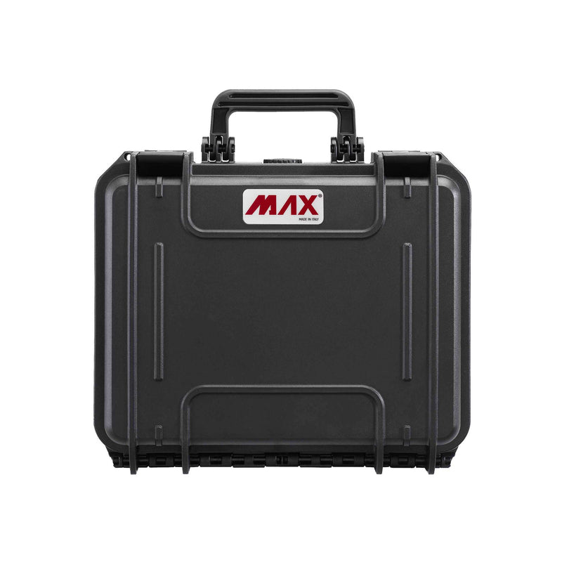 Front elevation of the black MAX300 showing the handle, two latches and the MAX logo panel