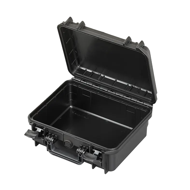 Panaro MAX300 waterproof case in black, open or detail view of the interior configuration