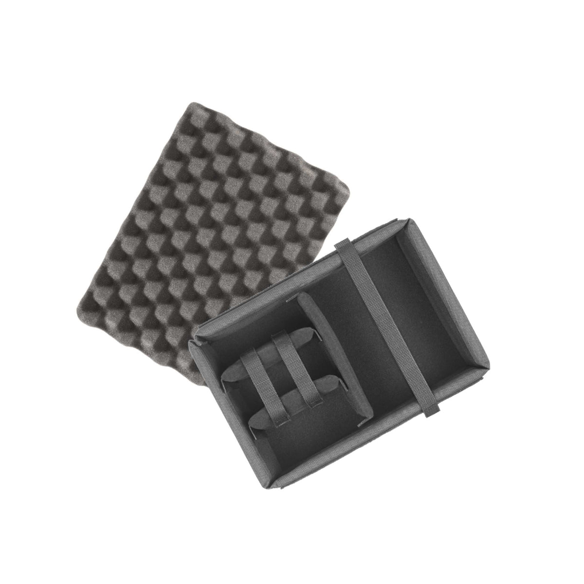 Panaro INT300CAM padded divider tray shown out of the case beside the convoluted lid foam