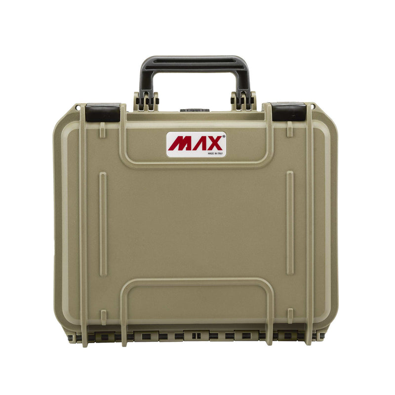 Front view of the Sahara MAX300 with the handle raised and the MAX logo on the shell