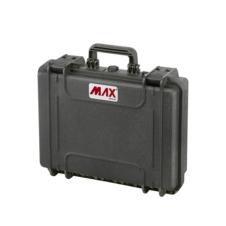 Panaro MAX380H115HDS waterproof case in black, closed front view showing latches and moulded shell