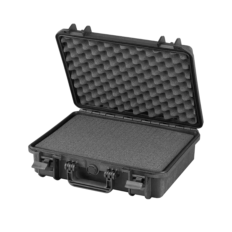 Panaro MAX380H115S waterproof case in black, closed front view showing latches and moulded shell